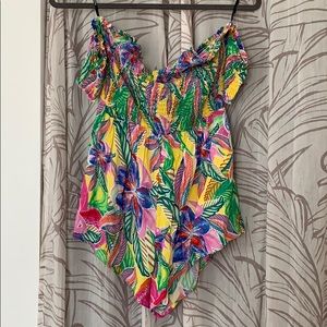 F21 tropical print romper